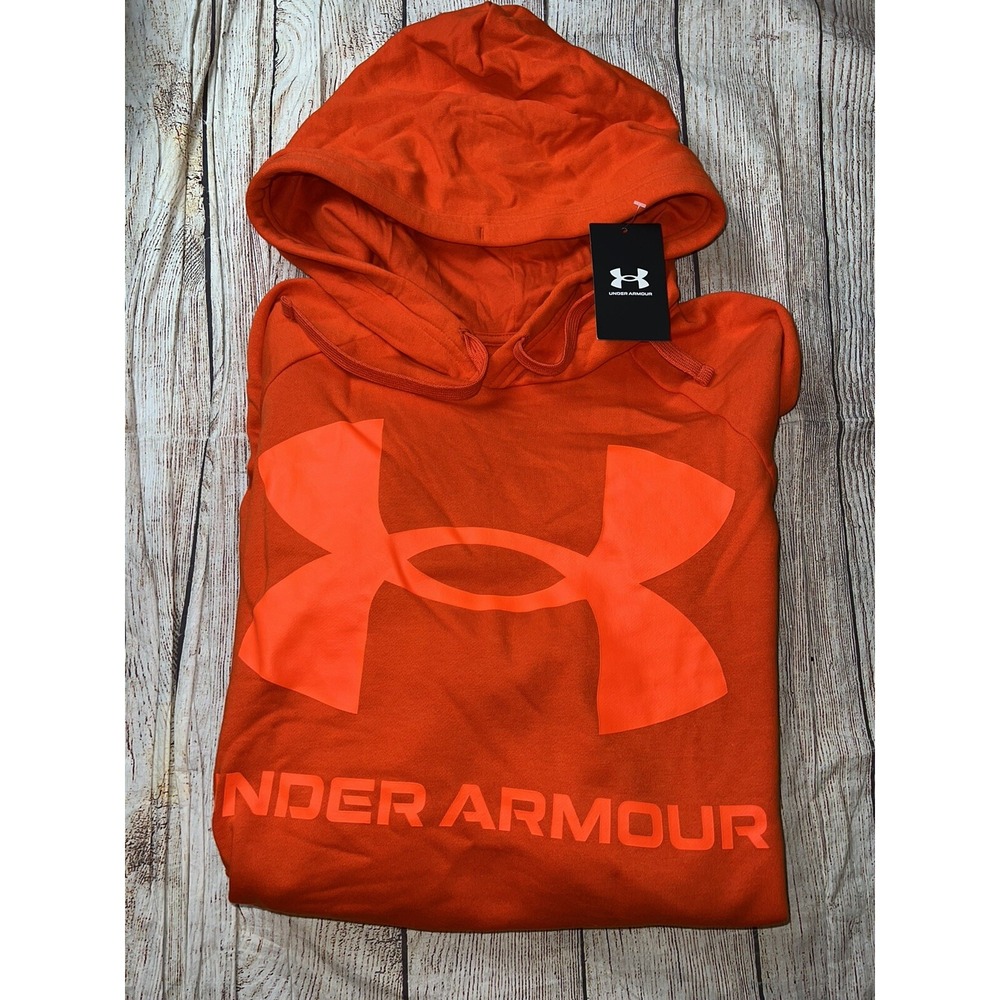 Under Armour Men's XL Orange Hooded Sweatshirt Hoodie NEW Loose